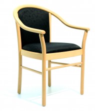 Manuela Sturdy Timber 4 Leg Arm Chair. Slightly Wider. Beech Natural. Any Fabric Colour